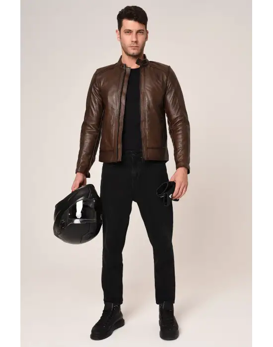 VEXO MOTO DERİ MONT ANTİK KAHVE