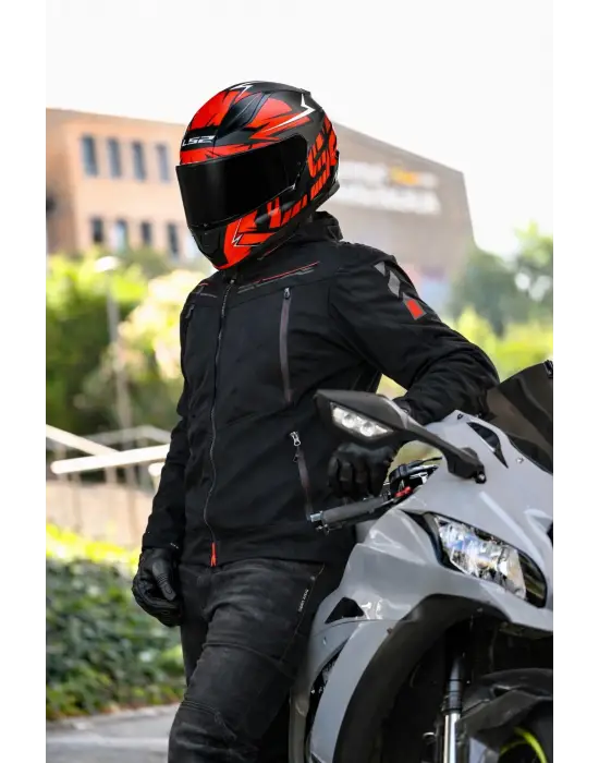 LS2 RAPID 2 CROMO MAT SİYAH-KIRMIZI KASK