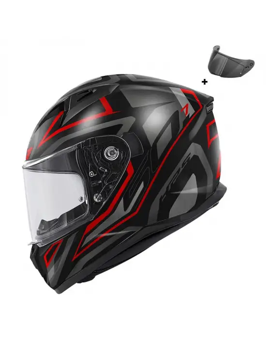 GIVI 50.7 PROTON MAT TITANIUM-KIRMIZI KASK