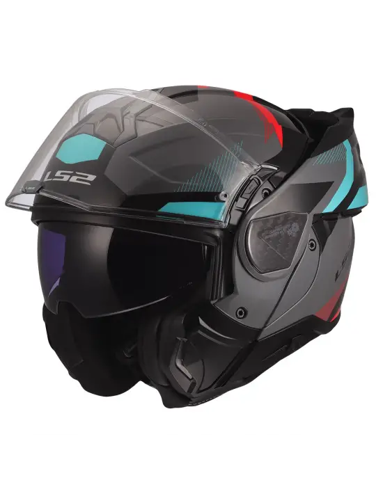 LS2 ADVANT 2 TRIPLE GRİ-KIRMIZI-SİYAH-TURKUAZ KASK