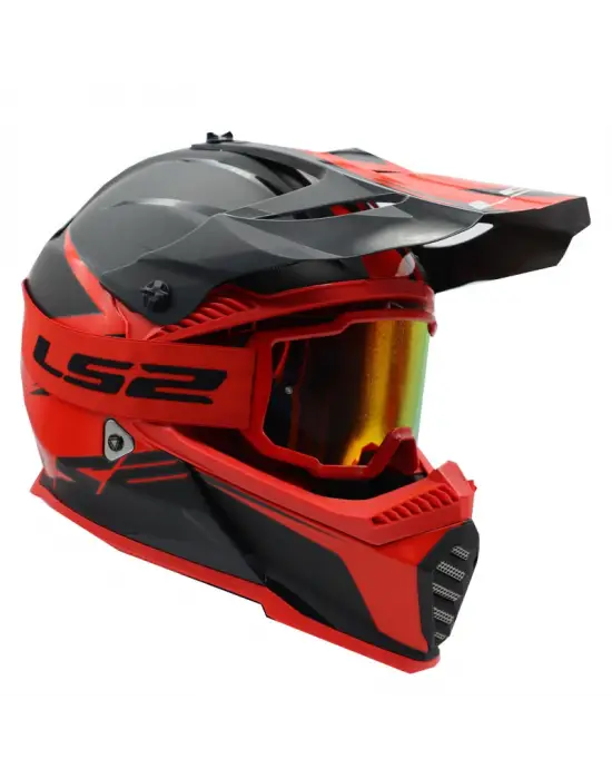 LS2 CHARGER GOGGLES MOTOKROS GÖZLÜK (IRIDIUM CAMLI) KIRMIZI
