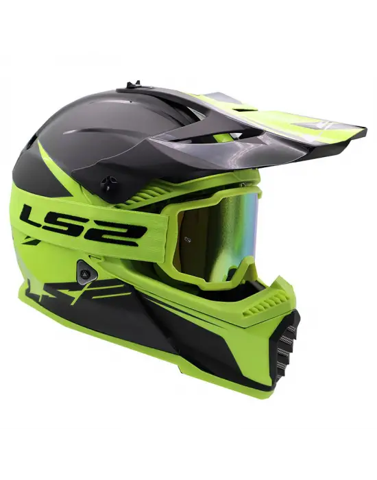 LS2 CHARGER GOGGLES MOTOKROS GÖZLÜK (IRIDIUM CAMLI) NEON SARI