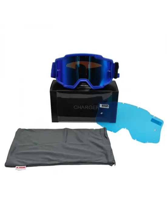 LS2 CHARGER GOGGLES MOTOKROS GÖZLÜK (IRIDIUM CAMLI) MAVİ
