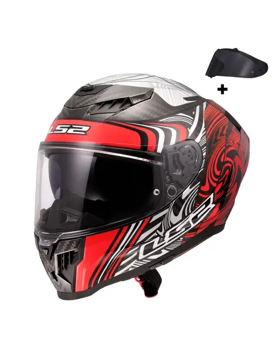 LS2 DRAGON KARBON ENTHUM KIRMIZI KASK