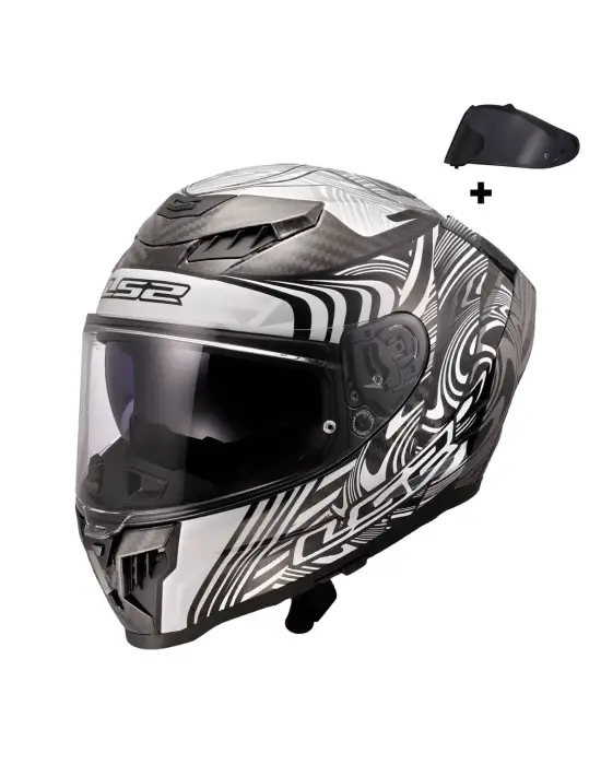 LS2 DRAGON KARBON ENTHUM SİYAH-GRİ KASK