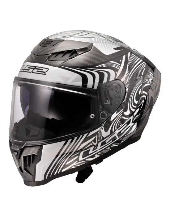 LS2 DRAGON KARBON ENTHUM SİYAH-GRİ KASK