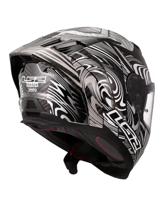LS2 DRAGON KARBON ENTHUM SİYAH-GRİ KASK