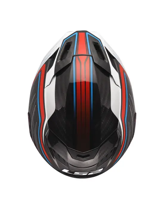 LS2 DRAGON KARBON SUBIC BEYAZ-MAVİ-KIRMIZI KASK