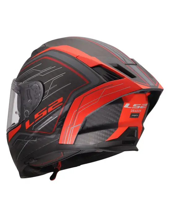 LS2 DRAGON KARBON SUBIC KIRMIZI KASK