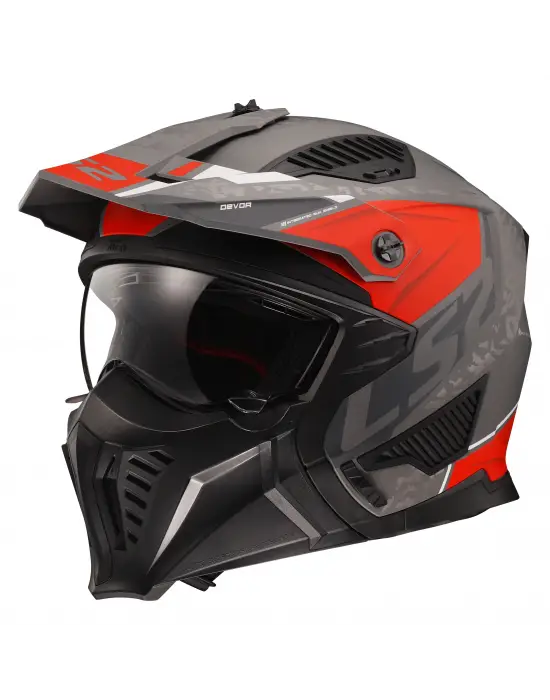 LS2 DRIFTER DEVOR MAT GRİ-TITANIUM-KIRMIZI KASK
