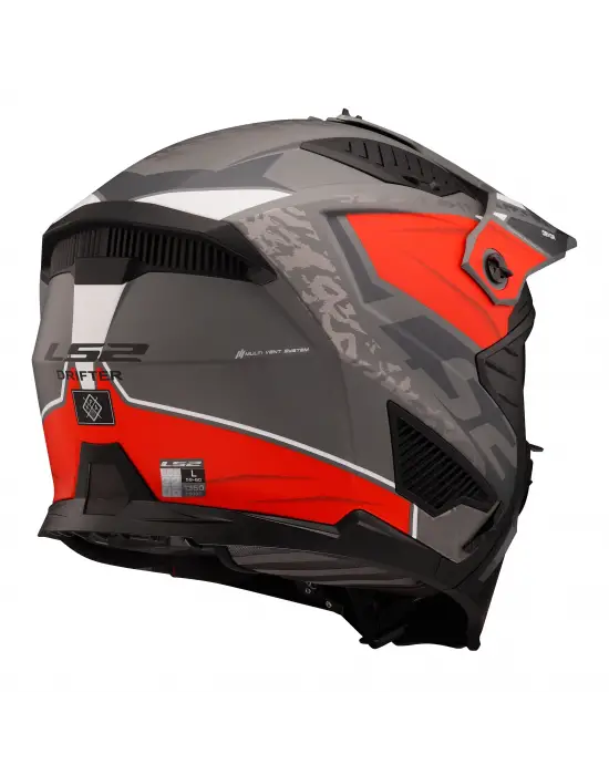 LS2 DRIFTER DEVOR MAT GRİ-TITANIUM-KIRMIZI KASK