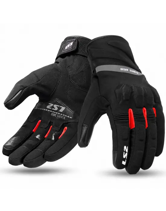 LS2 JET 3 WATERPROOF ELDİVEN SİYAH-KIRMIZI