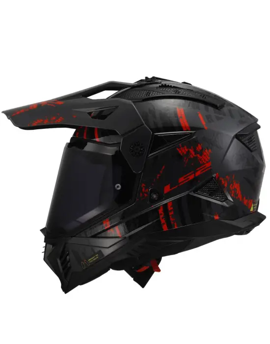 LS2 PIONEER 2 CRAZY MAT SİYAH-GRİ-KIRMIZI KASK