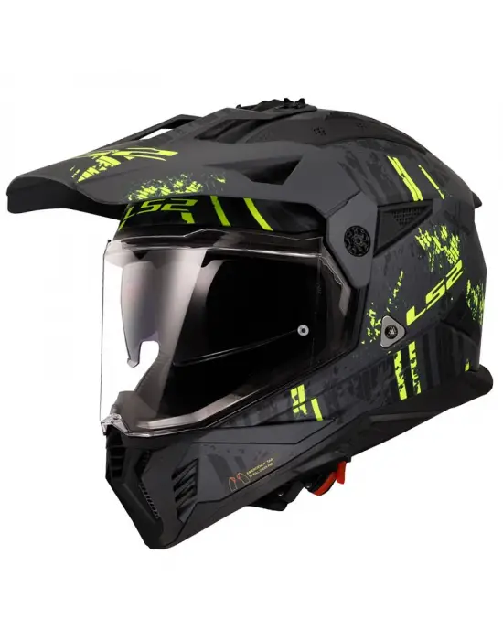 LS2 PIONEER 2 CRAZY MAT SİYAH-GRİ-NEON SARI KASK