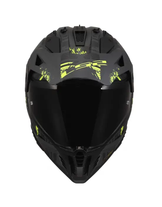 LS2 PIONEER 2 CRAZY MAT SİYAH-GRİ-NEON SARI KASK