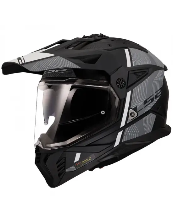 LS2 PIONEER 2 HILL MAT SİYAH-BEYAZ KASK