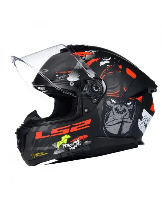 LS2 STREAM 2 ANGRY MONKEY MAT SİYAH-KIRMIZI KASK