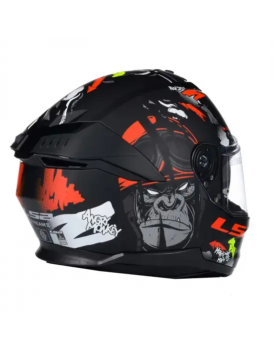 LS2 STREAM 2 ANGRY MONKEY MAT SİYAH-KIRMIZI KASK