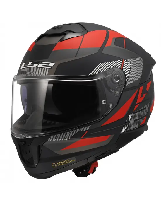 LS2 STREAM 2 ROAD MAT SİYAH-TITANIUM-KIRMIZI KASK