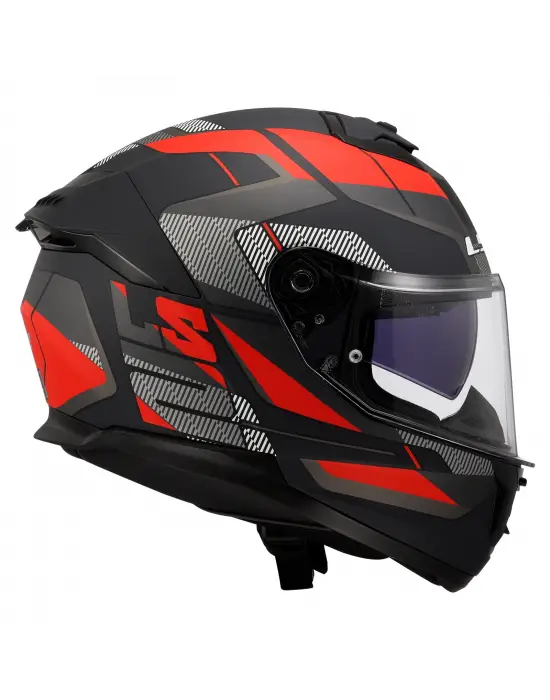 LS2 STREAM 2 ROAD MAT SİYAH-TITANIUM-KIRMIZI KASK