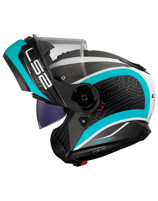 LS2 STROBE 2 VICTORY MAT TITANIUM-BEYAZ-METAL MAVİ KASK