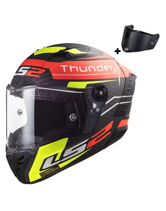 LS2 THUNDER KARBON ATTACK MAT KIRMIZI-NEON SARI KASK