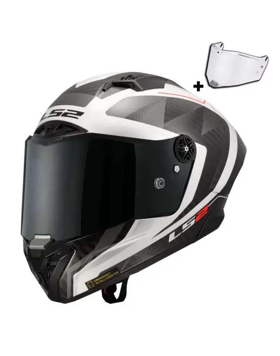 LS2 THUNDER KARBON GP AERO RAUTE BEYAZ-GRİ KASK