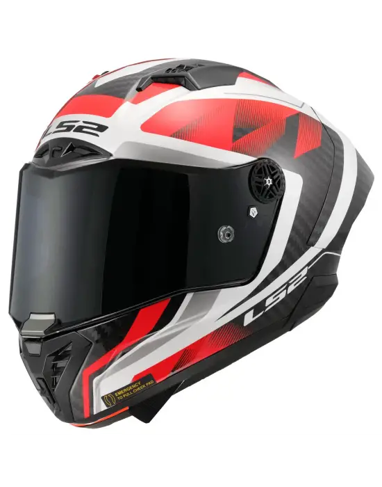 LS2 THUNDER KARBON GP AERO RAUTE BEYAZ-KIRMIZI KASK