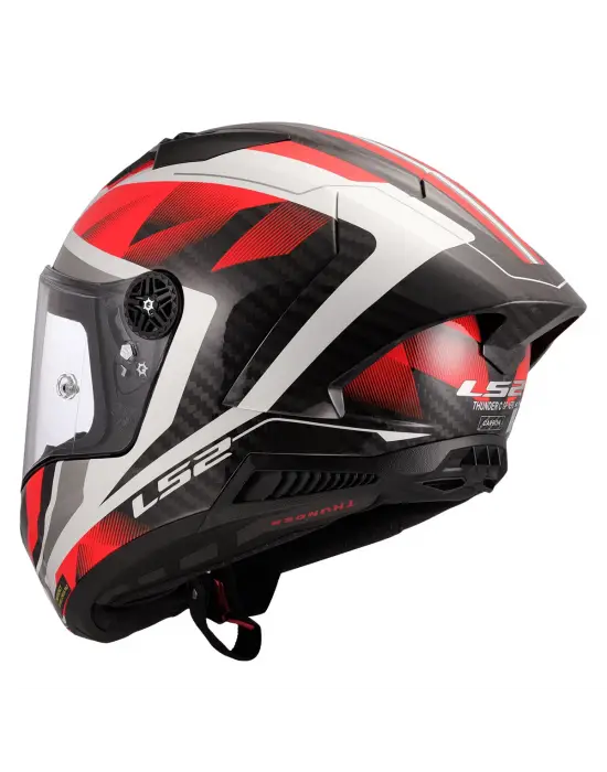 LS2 THUNDER KARBON GP AERO RAUTE BEYAZ-KIRMIZI KASK