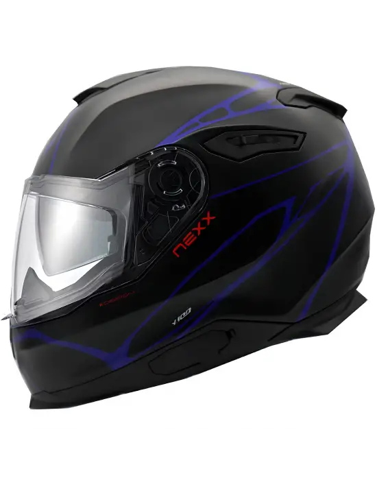 NEXX Y.100 B-SIDE MAT SİYAH-NAVY MAVİ KASK