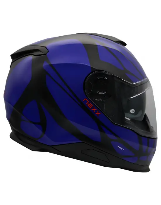 NEXX Y.100 B-SIDE MAT SİYAH-NAVY MAVİ KASK