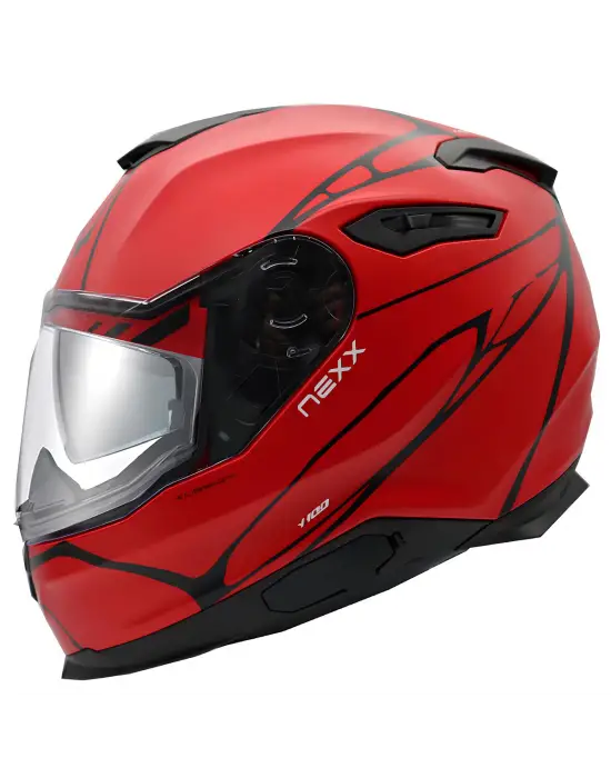 NEXX Y.100 B-SIDE MAT SİYAH-KIRMIZI KASK