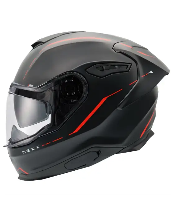 NEXX Y.100R REACT MAT SİYAH-KIRMIZI KASK