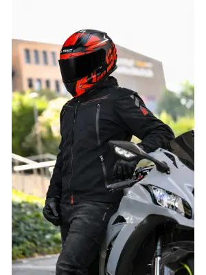 LS2 RAPID 2 CROMO MAT SİYAH-KIRMIZI KASK