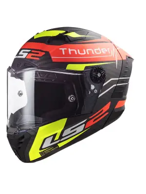 LS2 THUNDER KARBON ATTACK MAT KIRMIZI-NEON SARI KASK
