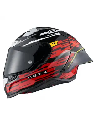 NEXX X.R3R GLITCH RACER KARBON KIRMIZI-BEYAZ KASK