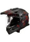 LS2 PIONEER 2 CRAZY MAT SİYAH-GRİ-KIRMIZI KASK