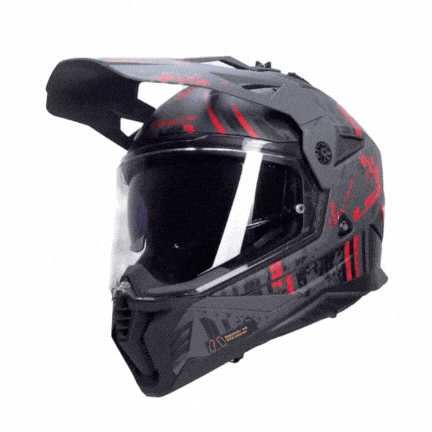 LS2 PIONEER 2 CRAZY MAT SİYAH-GRİ-KIRMIZI KASK