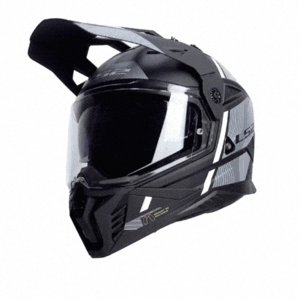 LS2 PIONEER 2 HILL MAT SİYAH-BEYAZ KASK