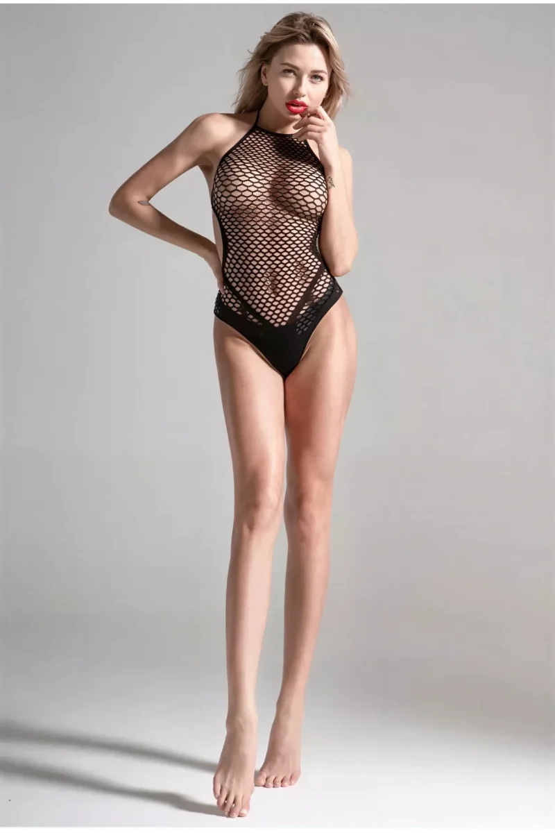 Siyah Fileli Askılı Babydoll ve Tanga Seti | Modern Lüks Silüet