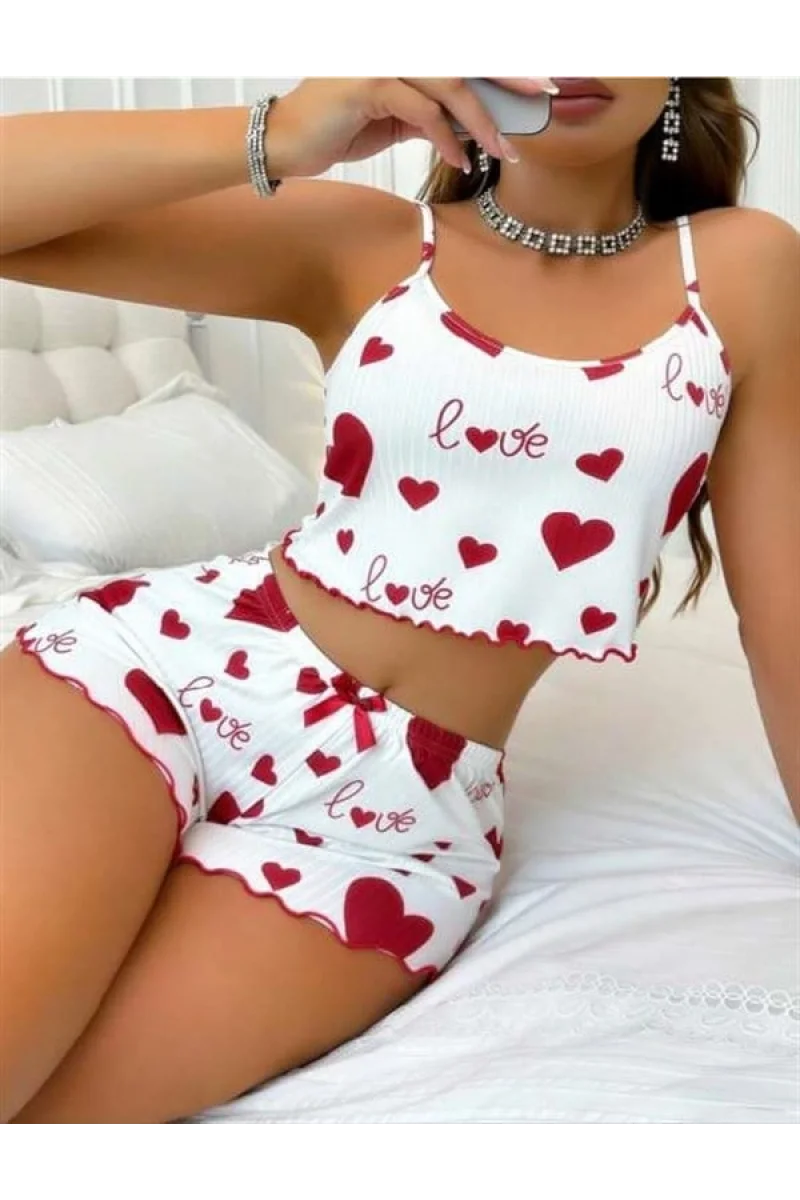 Homewears 2li Fitilli Bordo Kalpli Şortlu Pijama