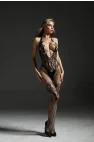 Siyah File ve Dantel Detaylı Vücut Çorabı | Lüks ve Baştan Çıkarıcı Bodystocking