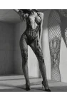 Siyah File ve Dantel Detaylı Vücut Çorabı | Lüks ve Baştan Çıkarıcı Bodystocking
