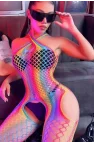 Çok Renkli Geometrik Sanat Vücut Çorabı | Lüks Grafik Silüet