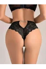 Siyah Floral Dantel İşlemeli ve Arkası Kalp Detaylı String | Secret Love Koleksiyonu