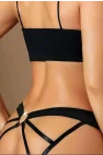 Siyah Floral Dantel İşlemeli ve Arkası Pencere Detaylı String | Midnight Secret Koleksiyonu