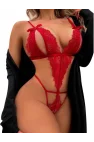 Kırmızı Floral Dantel İşlemeli ve İnce Askılı Bralet Seti | Scarlet Passion Serisi