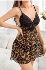 Wild Muse – Leopar Desenli ve Derin Sırt Dekolteli Lüks Mini Gecelik