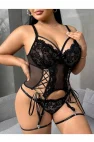 Siyah Büyük Beden Fantazi Bodysuit Takımı