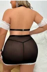 Curvy Grace – Büyük Beden Dantel İşlemeli ve Transparan Detaylı Lüks Kostüm Seti